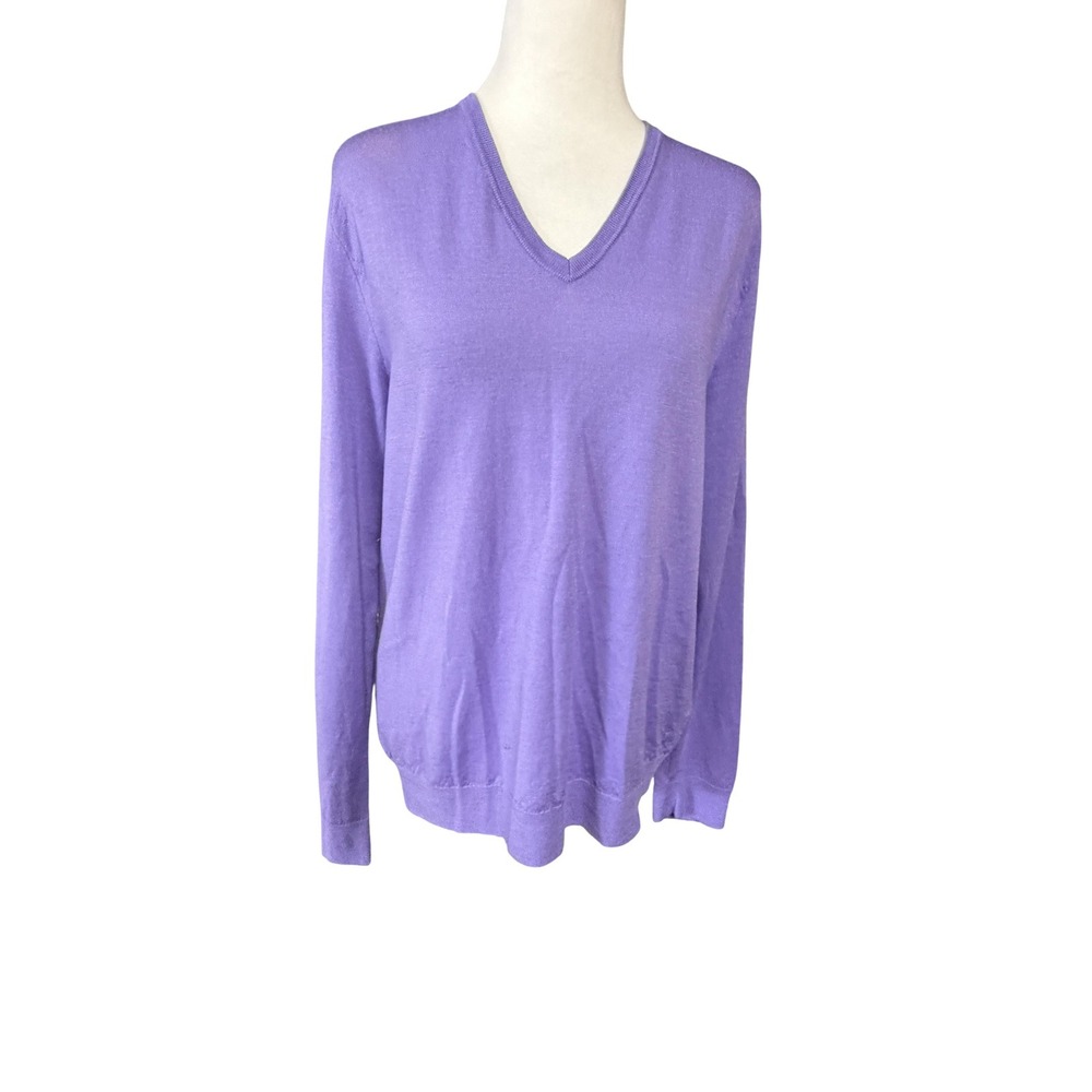 Ralph Lauren Womens L Purple 90% Wool 10% Cashmere V Neck Sweater Italy